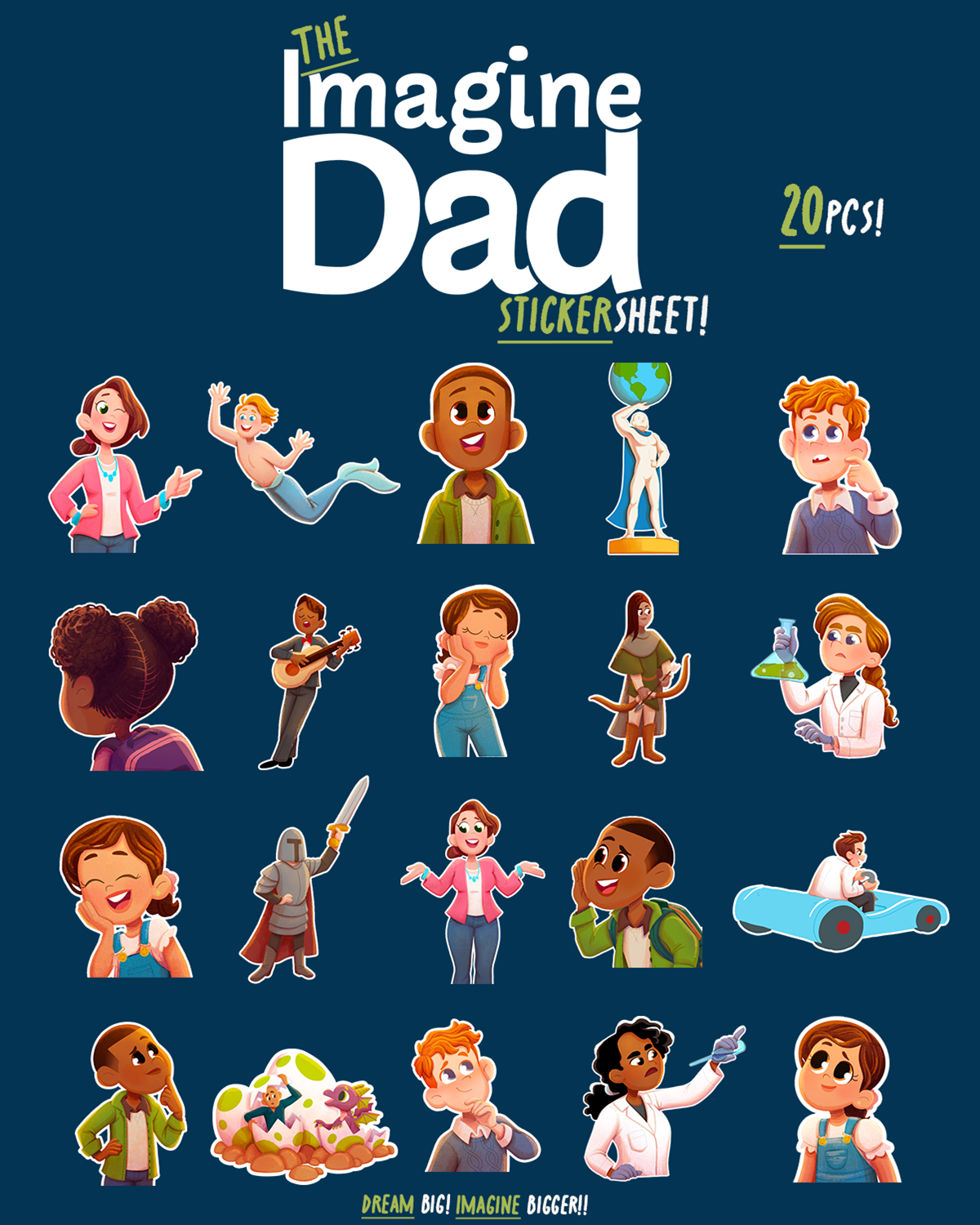Imagine Dad sticker sheet